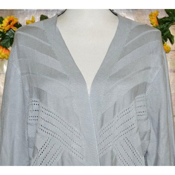 Worthington Gray Open Front Cardigan Sweater Plus Size 1X Layering Casual Office - Picture 4 of 10